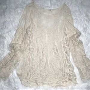 Off white see through lace top